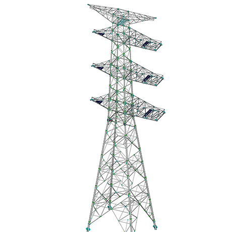送電用鋼管鉄塔の組み立て例
